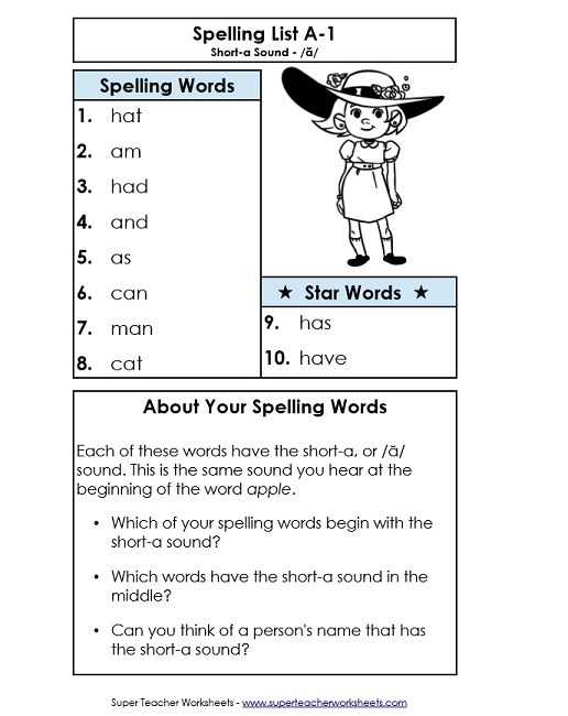 Spelling List (First Grade)