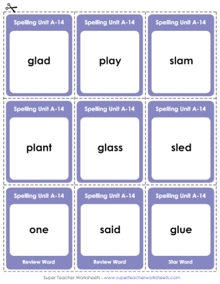 Spelling Flashcards First Grade