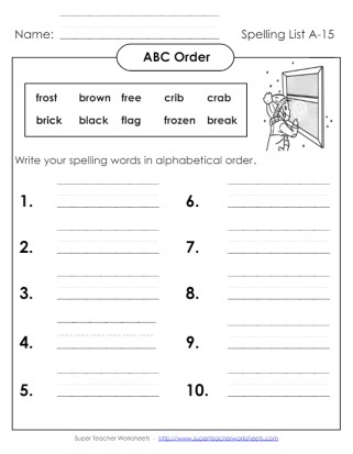 Spelling First Grade ABC Order