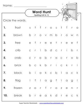 Spelling Word Hunt Grade 1