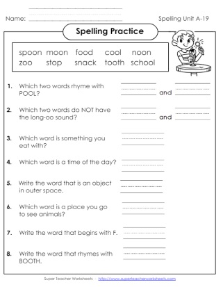First Grade Spelling Practice