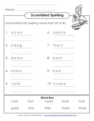 Spelling Grade 1 Scrambled Words