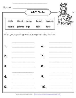 ABC Order Grade 2 Spelling