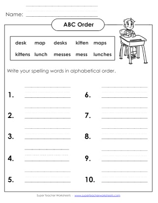 Spelling Grade 2 ABC Order