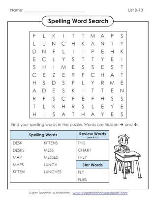 Word Search Grade 2 Spelling