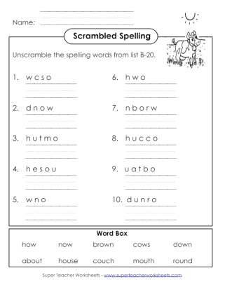Spelling Word Scramble Grade 2