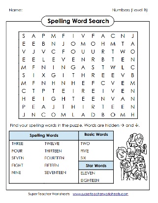 Spelling Number Words - Word Search