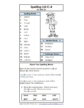 Spelling List - Long and Short O Words