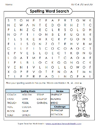 3rd Spelling Word Search - Long and Short O