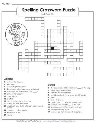 Crossword Puzzle Grade 4 Spelling