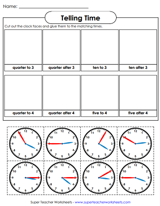 Time Cut and Glue Worksheet 