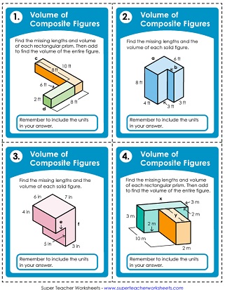 Volume of Composite Figures Task Cards