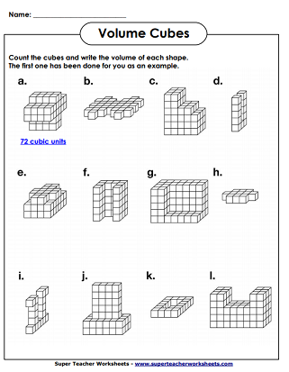 Printable Volume of Cubes Worksheets