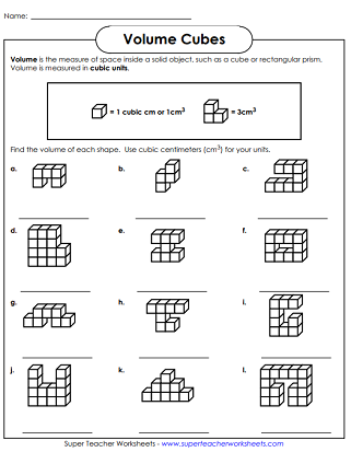 Volume of Cubes Worksheets