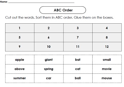 ABC Order Worksheet Generator