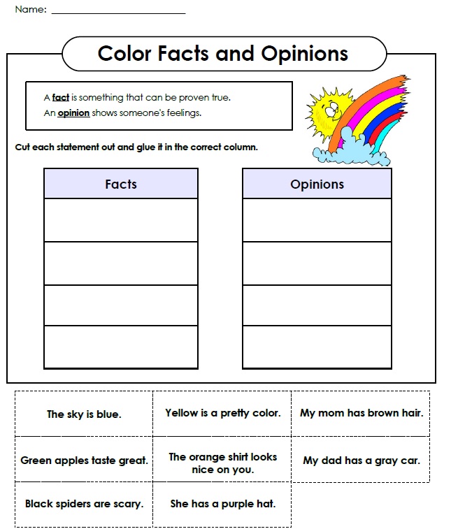 Printable Fact and Opinion Worksheet