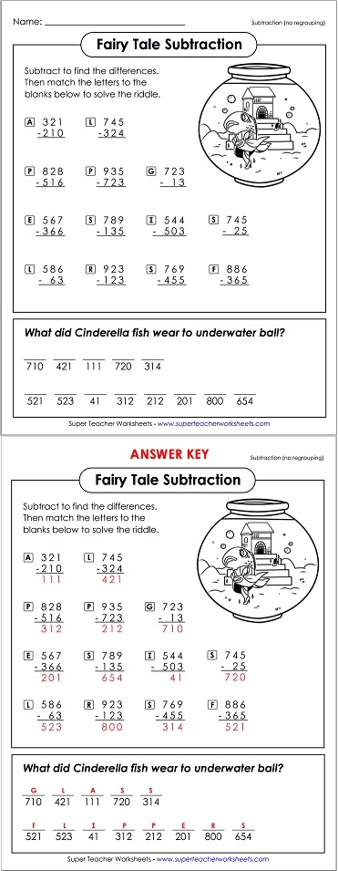 Subtraction Math Riddle
