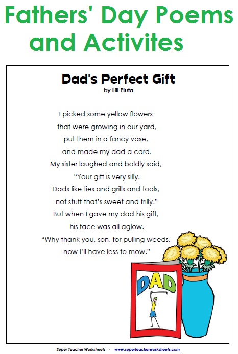 Father's Day Poems and Worksheets