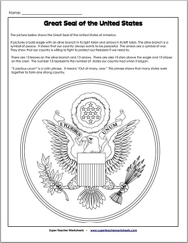 Great Seal of the United States - Worksheet