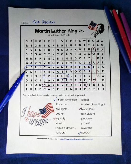 Martin Luther King, Jr. Word Search Puzzle