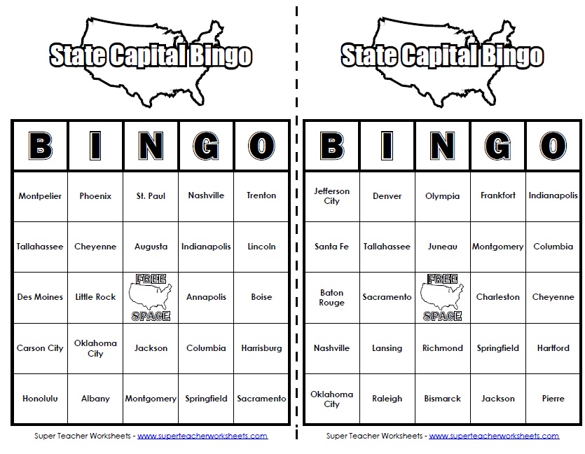 States & Capitals Bingo