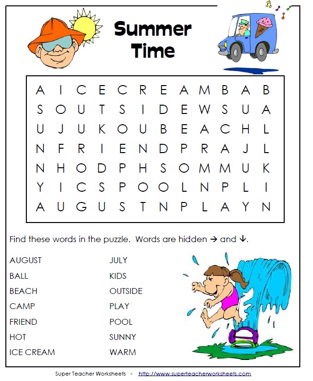 Printable Summer Word Search