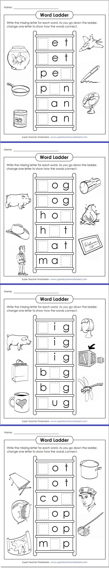 Word Ladder Worksheets