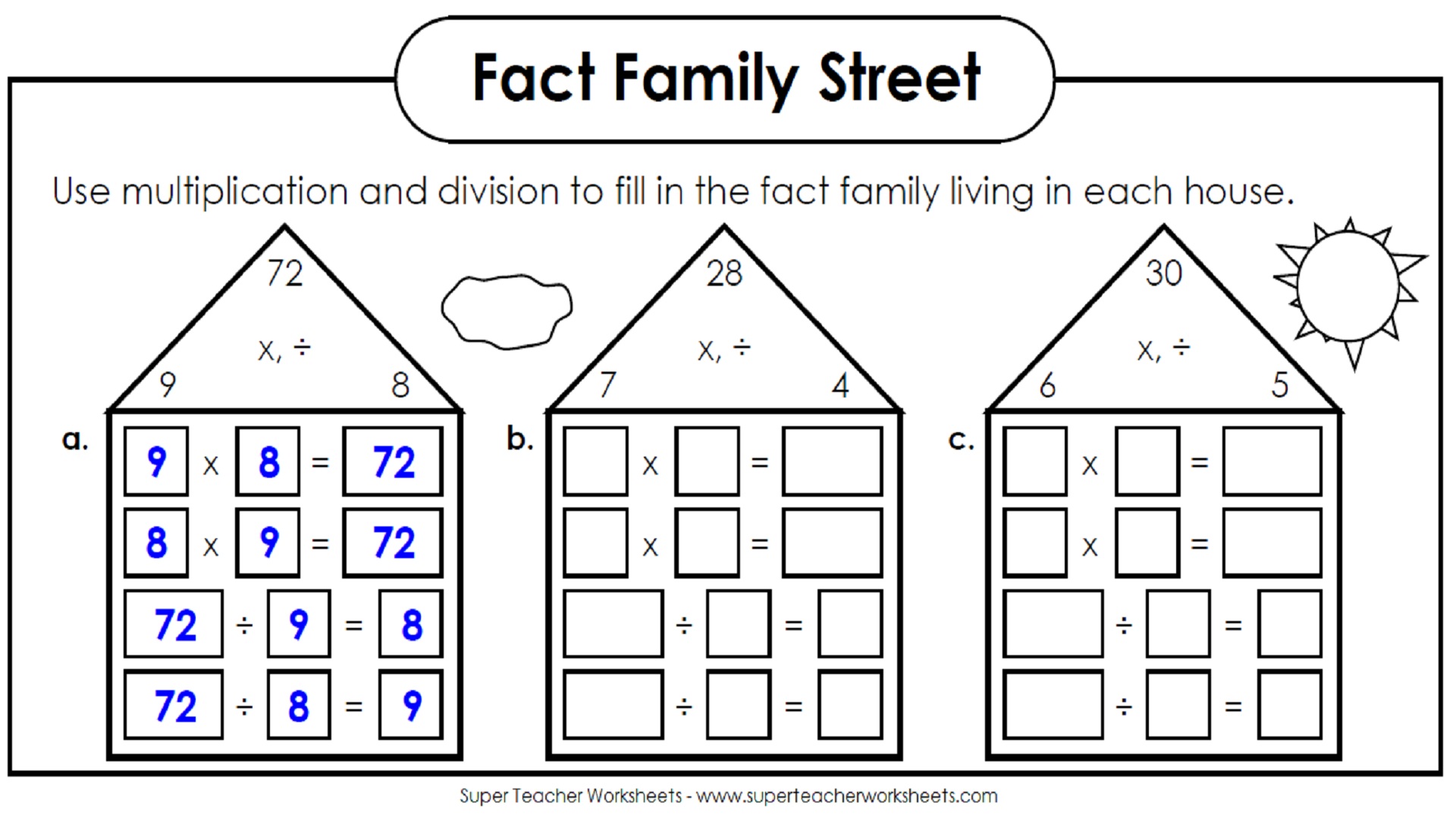 fact family coloring pages print - photo #9