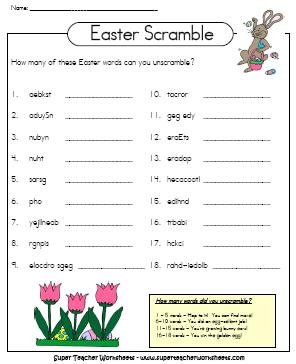 Easter Word Scramble