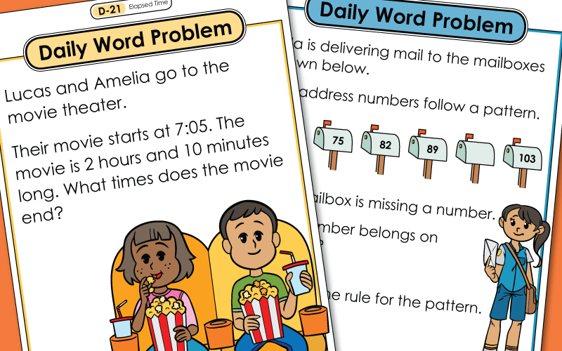 Daily Math Word Problems (4th Grade) Worksheets