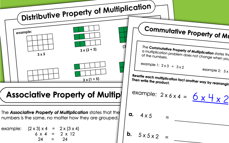 Properties of Multiplication Worksheets