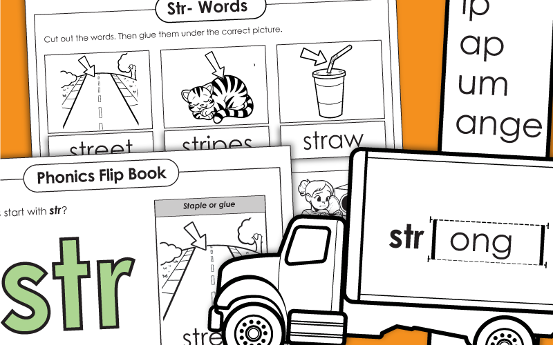 Three-Letter Consonant Blend: STR - Worksheets
