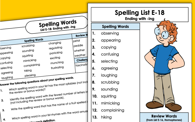 Fifth Grade - Unit 18 - Spelling Worksheets