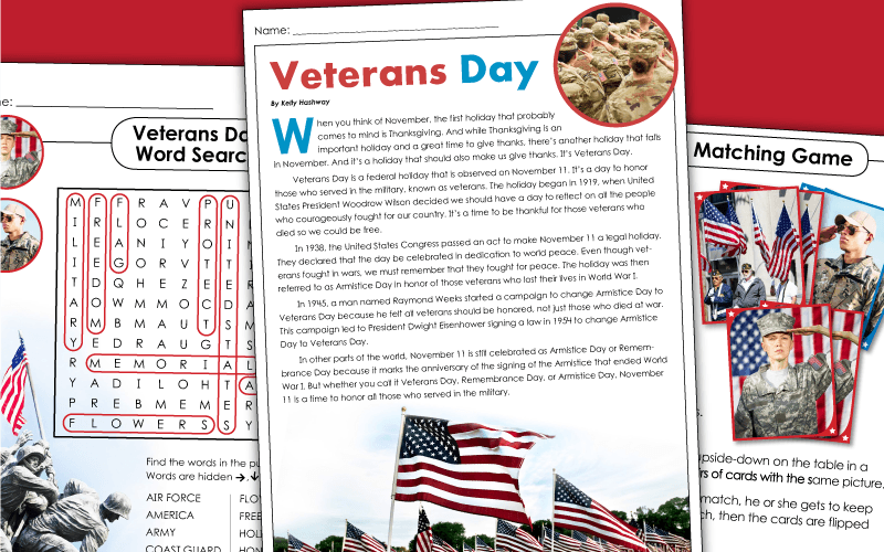 Veterans Day Worksheets