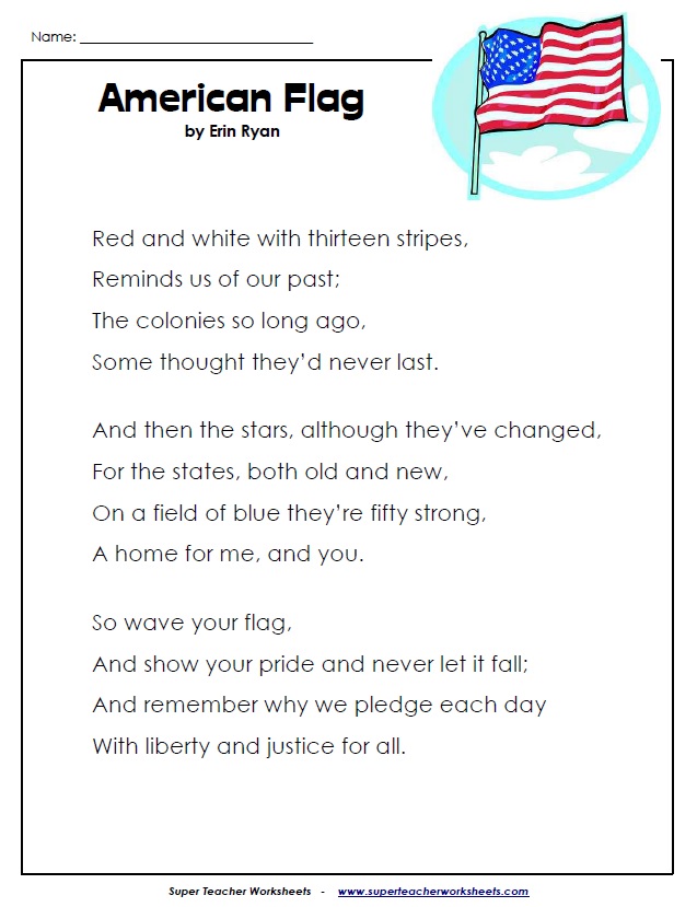 Fun Rhyming Poem About the American Flag