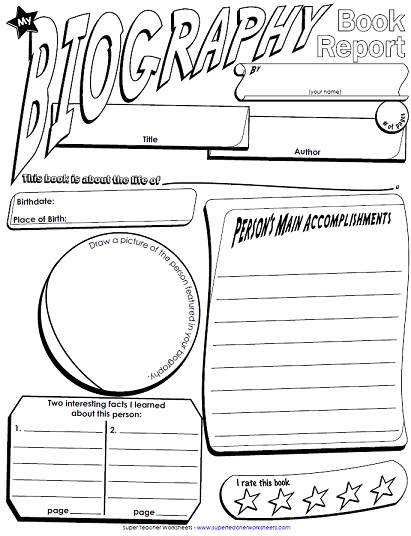 Book report form for kid
