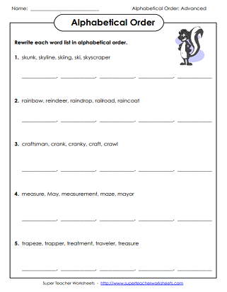 Printable Alphabetical Order Worksheets 