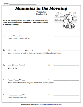 Mummies in the Morning Printable Worksheets