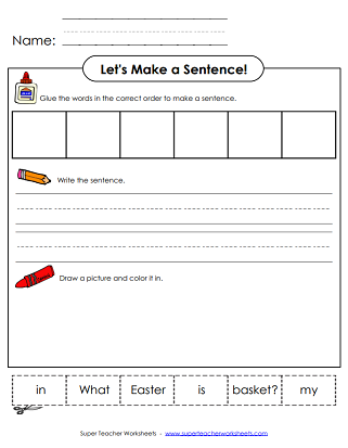 Easter Worksheets - Make a Sentence