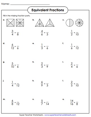Equivalent Fractions Printable Worksheet