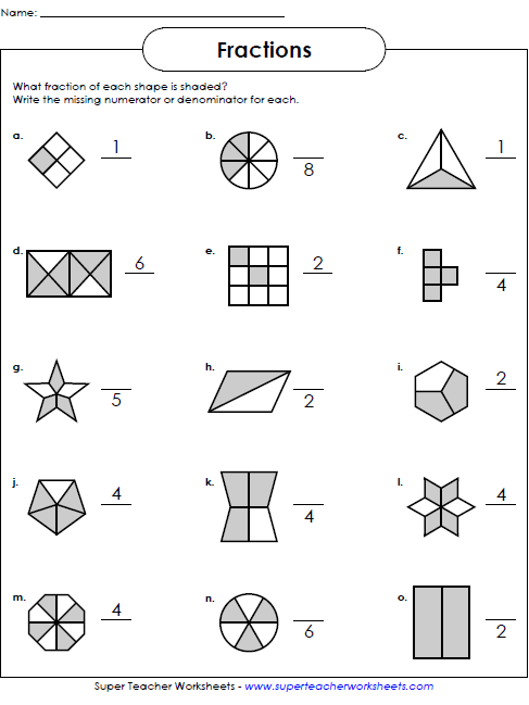 Basic Fraction Worksheets & Manipulatives