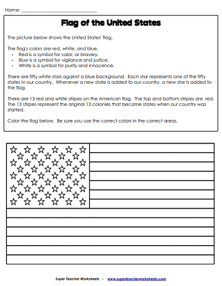 Flag Worksheet (Independence Day)