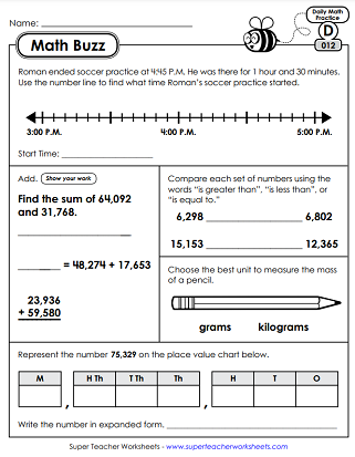 Daily Math Review Worksheets - 4th Grade