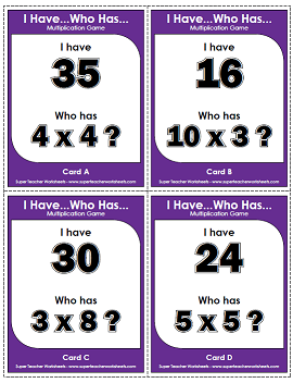 Printable Multiplication Game