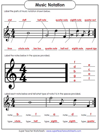 Music Notation Worksheet