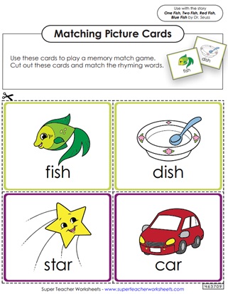 One Fish, Two Fish, Red Fish, Blue Fish Worksheets