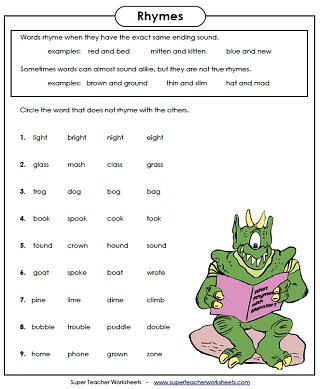 word  Rhyming reception activities Word sight Worksheets