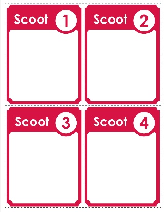 Red Blank Template Scoot Cards Game Worksheet