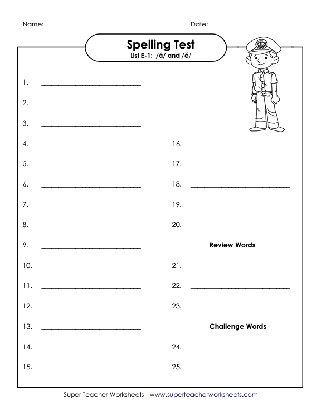 5th Grade Spelling Test Words Short-a Short-e Worksheet