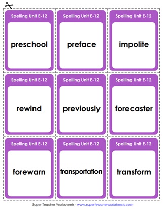 5th Grade Spelling Flash Cards